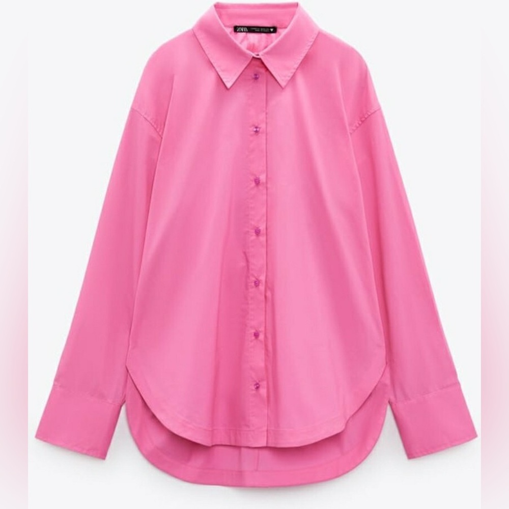 Zara oversized pink button down.